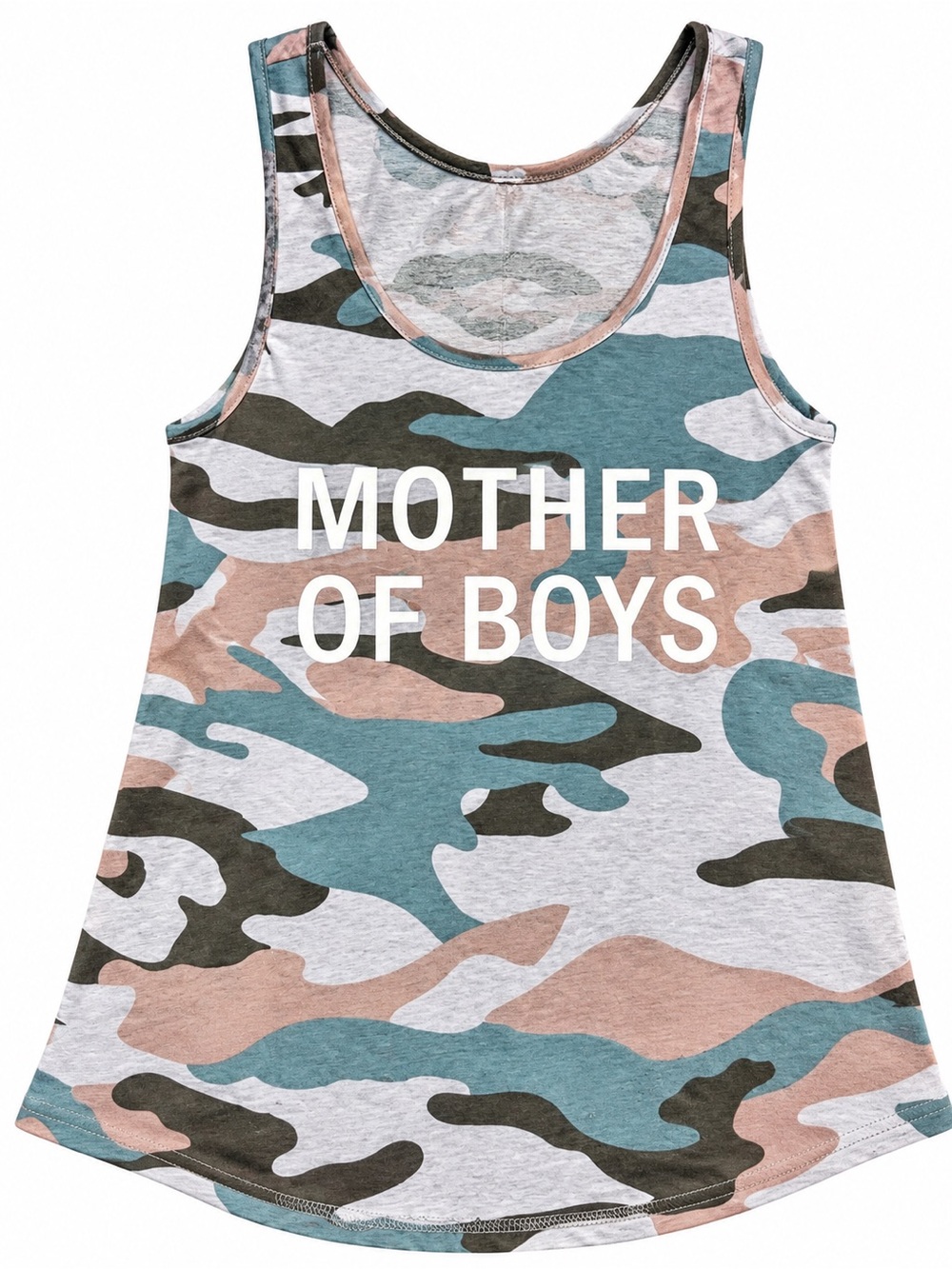 Mother of Boys Camo Tank Top - Pink/Blue/Green